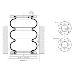 Silfonas su jungiamosiomis detalėmis, pneumatinė pagalvė 170/3" 170x3