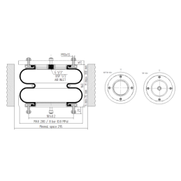 Silfonas su jungtimis, pneumatinė pagalvė 10/2" 10x2