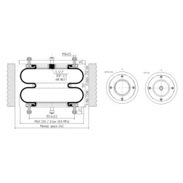 Silfonas su jungtimis, pneumatinė pagalvė 8/2" 8x2