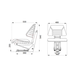 Universali padalinta PVC sėdynė traktoriams ir mašinoms, mėlyna Ursus C-330 C-360 Massey Ferguson MF 235 ir 255 Zetor
