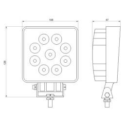 2 x Darbo žibintas 9xLED 1430 LM 24W + jungtis