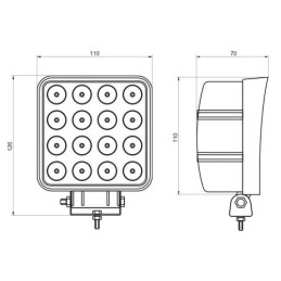 2 x Darbo žibintas 16xLED 2100 LM 43W + jungtis