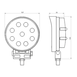 Du darbo žibintai 9xLED 1430 LM 24W + jungtis