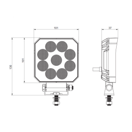 Du darbo žibintai 9xLED 1133 LM 20W + jungtis