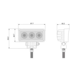 Du darbo žibintai 3xLED 664 LM 7.1W + jungtis