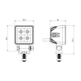 Du darbo žibintai 4xLED 1800 LM 18W + jungtis