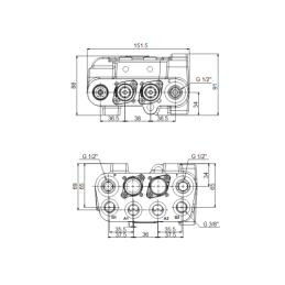 Hidraulinis skirstytuvas 2 sekcijos 45L SDM-104 originalus frontalinio krautuvo plūduriuojančiai sekcijai