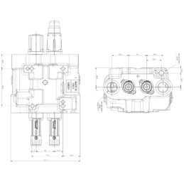 2 sekcijų hidraulinis komplektas: 80 l skirstytuvas su plūduriuojančia sekcija + valdymo svirtis su vienu mygtuku + du 1,5 m kab
