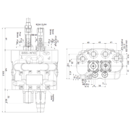 sekcijų hidraulinis komplektas: 80 l skirstytuvas su plūduriuojančia sekcija + valdymo svirtis be mygtukų + du 3 m kabeliai