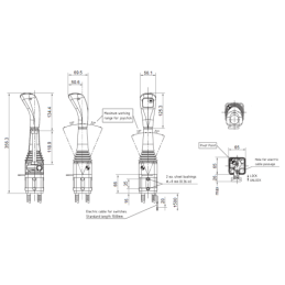 sekcijų hidraulinis komplektas: 80 l skirstytuvas su plūduriuojančia sekcija + valdymo svirtis su vienu mygtuku + du 3 m kabelia