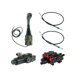 3 sekcijų hidraulinis komplektas: 80L skirstytuvas su plūduriuojančia sekcija + 6/2 solenoidinis vožtuvas + valdymo svirtis su v