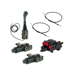 4 sekcijų hidraulinis rinkinys: 80 l skirstytuvas su plūduriuojančia sekcija + du 6/2 solenoidiniai vožtuvai + valdymo svirtis s