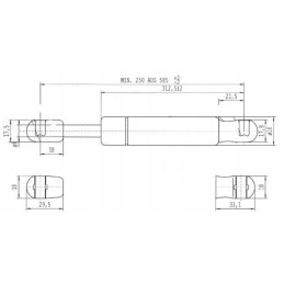 Dujinė spyruoklė l585mm 250n stabilus ca752967 stab