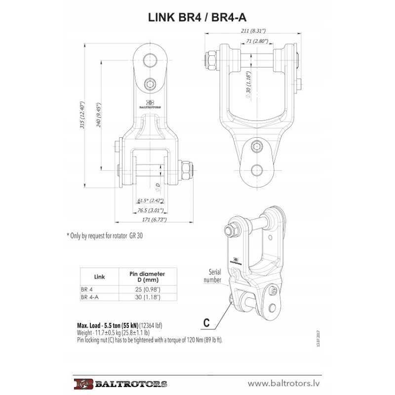 Baltrotors Br4 rotatoriaus jungtis 30 mm, 25 mm kaištis