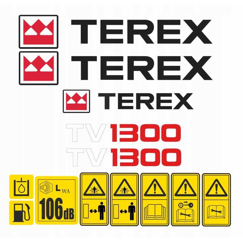 Terex tv1300 lipdukų lipdukas, ritinėlių rinkinys