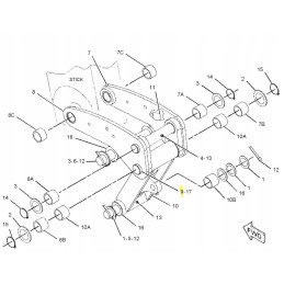 Kaušo jungties kaištis kačių ekskavatoriaus krautuvui cva