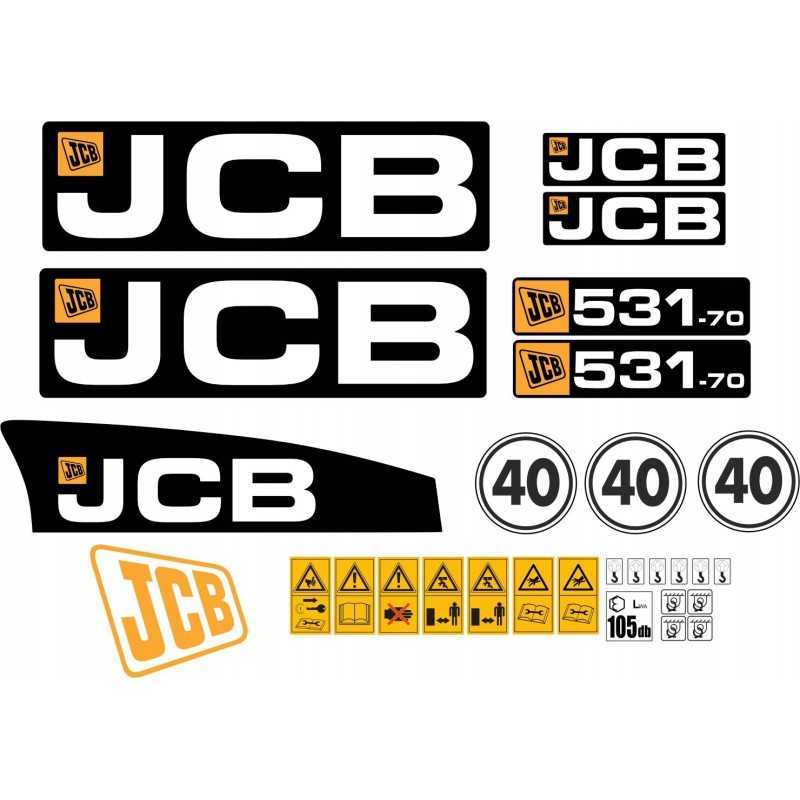 JCB 531 70 laminuoti įkroviklio lipdukai