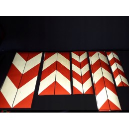 Raudonos ir baltos spalvos įspėjamieji lipdukai 5x40cm