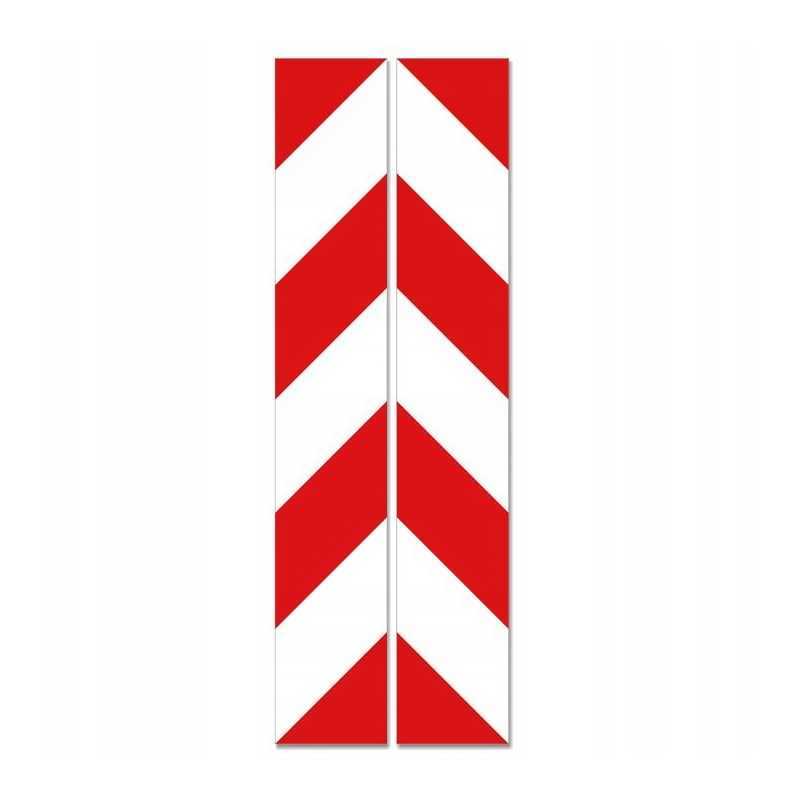 Raudonos ir baltos spalvos įspėjamieji lipdukai 8x49cm