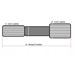 Palydovinės stebulės pavaros velenas priekyje iki katės