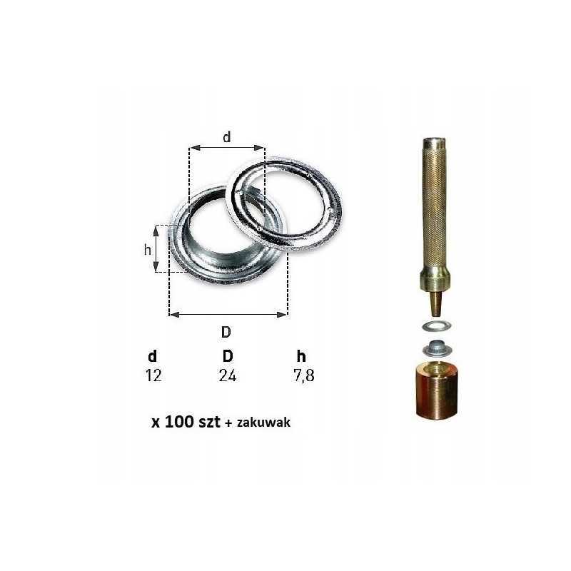 Nerūdijančio plieno ąselės, 100 vnt, skersmuo 12 užspaudimų