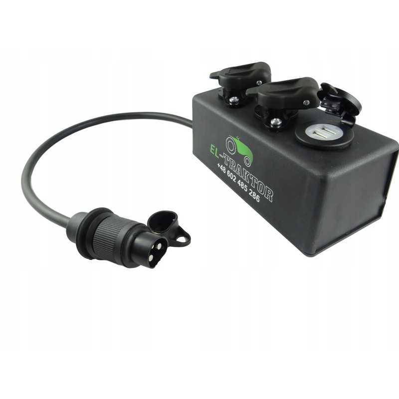 Dėžutė 2x 3 kontaktų lizdas 2 USB lizdai mašinoms