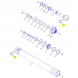 Įvorė lazdos katės ekskavatoriaus cilindro galvutėje