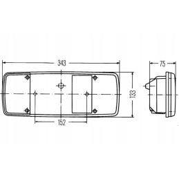 Stačiakampis lempos gaubtas, galinė kairė ir dešinė