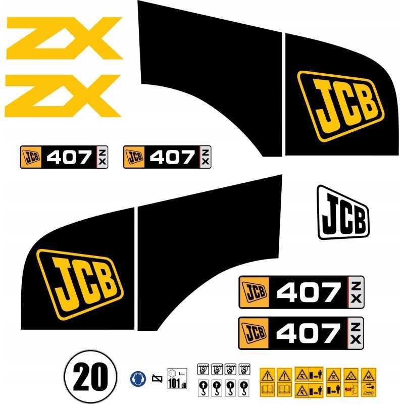 JCB 407ZX laminuoti lipdukai JCB 407 ZX įkroviklis
