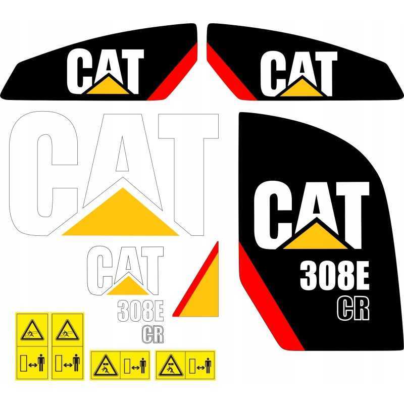 Cat 308e cr caterpillar mini ekskavatoriaus lipdukai