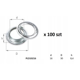 Aselė tentui, tento ąselės, skersmuo 16, 100 vnt