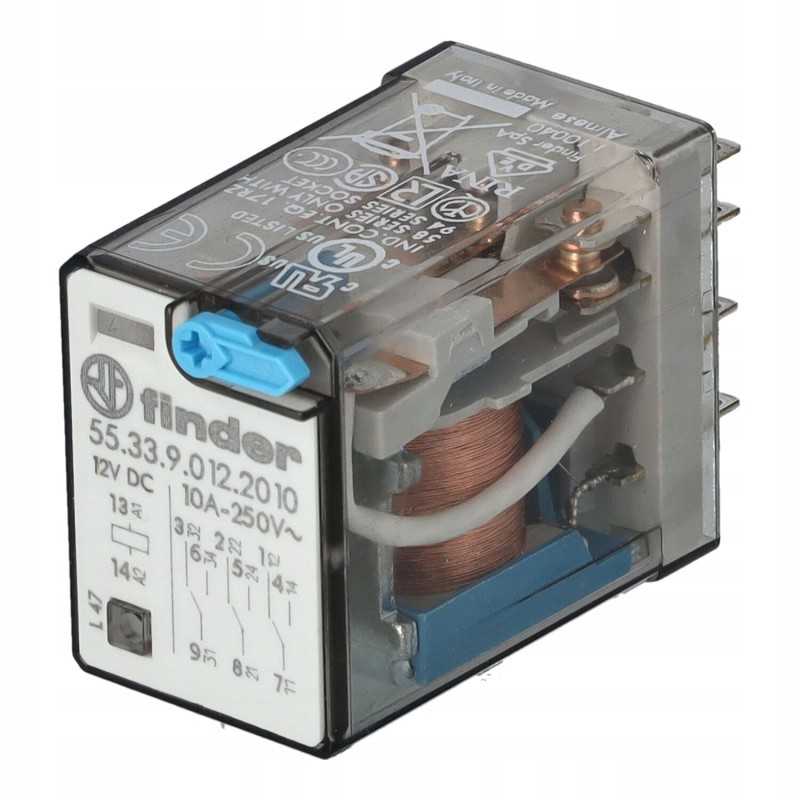 Miniatiūrinė pramoninė relė 12vdc 10a 3p 55 33 9 012 2010 m.