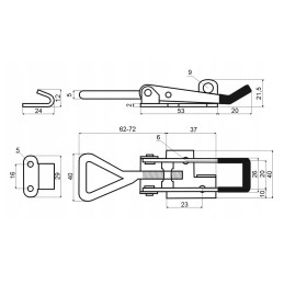 Šoninis užraktas su reguliuojama rankena, spynos galimybė