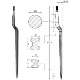 Krautuvas, lenktas, 58 mm, dviejų atspalvių profilis
