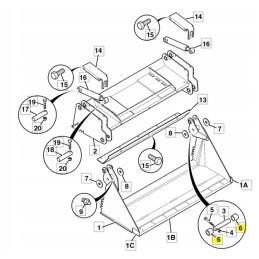 JCB ekskavatoriaus krautuvo kaušo atidarymo įvorė