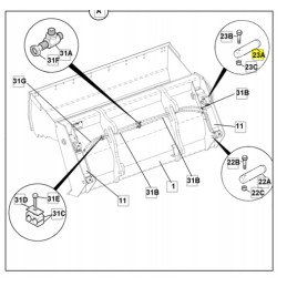 JCB ekskavatorinio krautuvo krokodilo cilindro kaištis