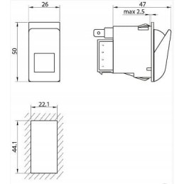 Galinio valytuvo jungiklis išjungtas ant 2 kontaktų