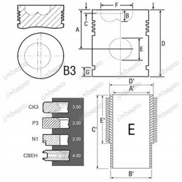 Variklio remonto komplektas oe 100mm, oe 32mm kaiščiai