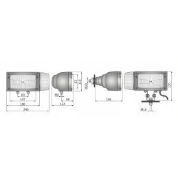 H4 tipo priekinis žibintas su omega laikikliu ir laidu