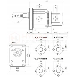Pavarų siurblys, 2 sekcijų kairėje, 33 4 cm3 hidrolideris