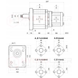 Dvigubas tandeminis hidraulinis siurblys, dešinysis 33 12