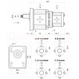 Dešinysis 2 sekcijų krumpliaratinis siurblys 33 10 cm3 hidrolideris