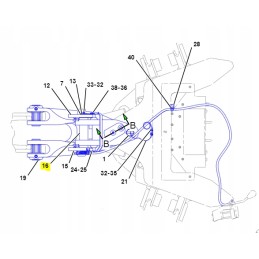 Kačių ekskavatoriaus-krautuvo viršutinis galinės dalies kaištis