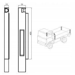 Savivarčio kėbulo stulpelis, kampinis stulpelis h400 šonui