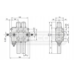 2 sekcijų hidraulinis skirstytuvas, 120l, kabeliams