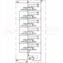 Hidraulinis skirstytuvas, 6 sekcijų, 80l jungtys