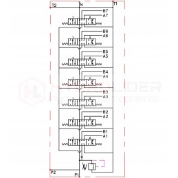 Hidraulinis skirstytuvas, 7 sekcijų, 40l, 2 joy