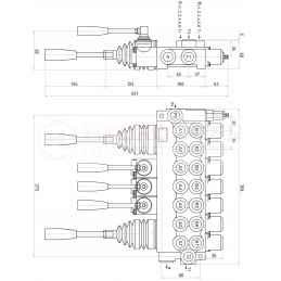 Hidraulinis skirstytuvas, 7 sekcijų, 40l, 2 joy