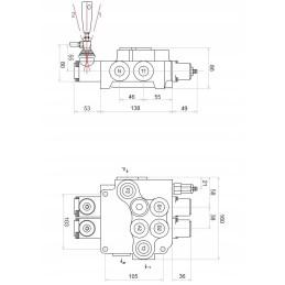 Hidraulinis skirstytuvas, 2 sekcijų, 40l stūmoklis