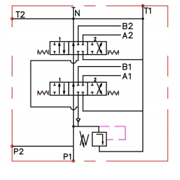 2 sekcijų hidraulinis skirstytuvas, 40l, 2 sekcijų
